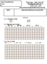 Đề kiểm tra học kì I môn Tiếng Việt + Toán Lớp 3 - Năm học 2015-2016 - Trường Tiểu học Bình Minh A